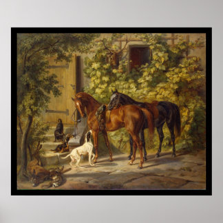 Adam Albrecht Paarden in het Porch Poster