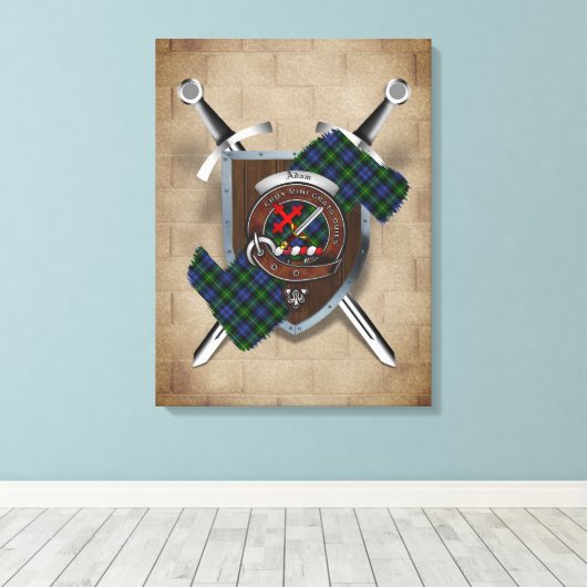Adam Clan Badge Crossed Swords Canvas Print (Insitu (Houten vloer))