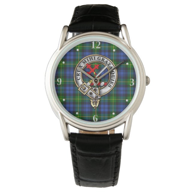 Adam Clan Badge & Tartan Horloge (Voorkant)