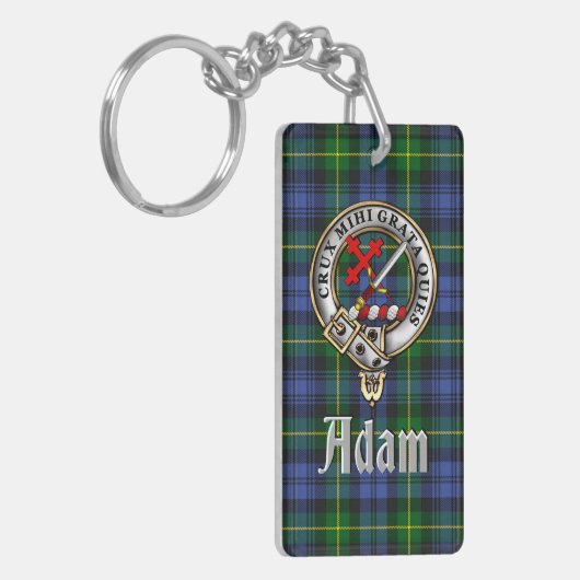 Adam Clan Badge/Tartan Rectangle Sleutelhanger (Voorkant Links)