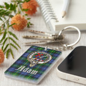 Adam Clan Badge/Tartan Rectangle Sleutelhanger (Voorkant Rechts)