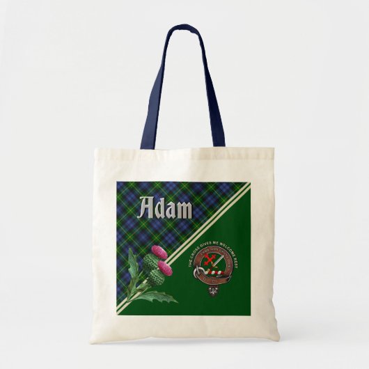 Adam Clan Badge & Tartan Tote Tas (Voorkant)