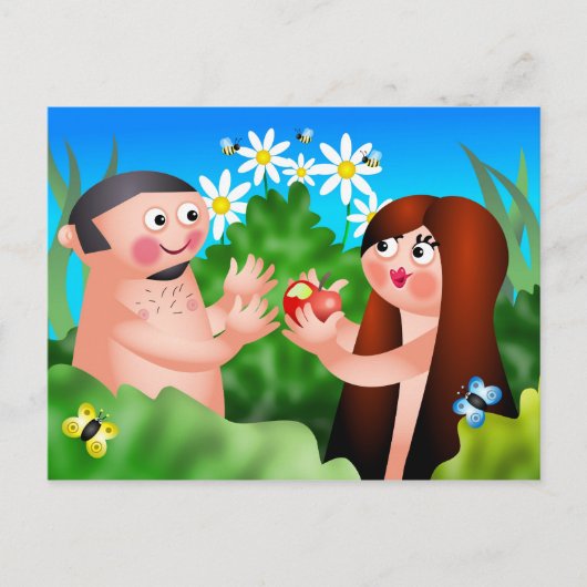 Adam en Eva Briefkaart (Voorkant)