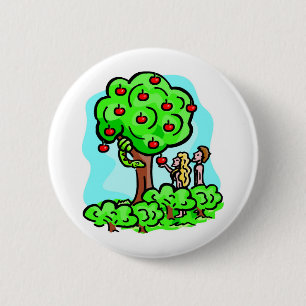 Adam en Eva Christelijke illustraties Ronde Button 5,7 Cm