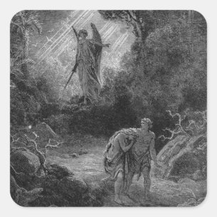 Adam en Eva hebben uit Eden gesleept - Gustave Dor Vierkante Sticker