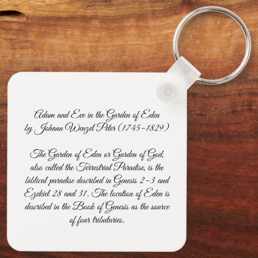 Adam en Eva in de Tuin Sleutelhanger (Achterkant)