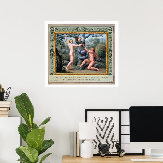 Adam en Eva met de Serpent, illustratie van t Poster (Thuiskantoor)