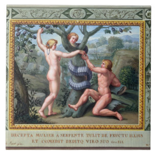 Adam en Eva met de Serpent, illustratie van t Tegeltje