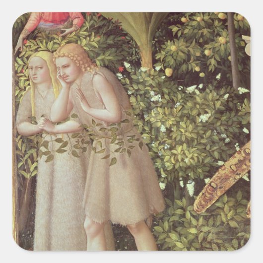 Adam en Eva uit het Paradijs gezet Vierkante Sticker (Voorkant)