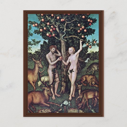 Adam en Eva van Cranach D. Ä. Lucas (Beste kwalite Briefkaart (Voorkant)