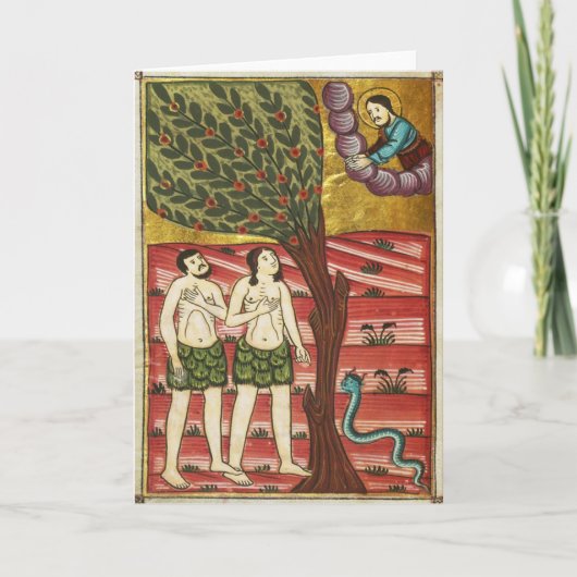 Adam en Eva Wenskaart verlichte Manuscript Kaart (Voorkant)