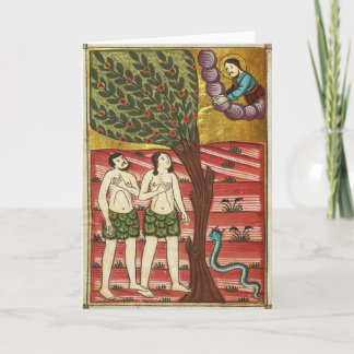 Adam en Eva Wenskaart verlichte Manuscript Kaart