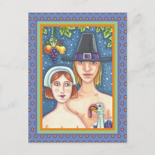 ADAM- EN EVE-PIJLEREN, BIBLIOTHEEKSE THANKSGIVING BRIEFKAART (Voorkant)