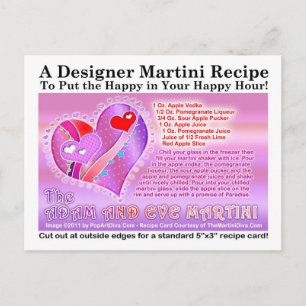 Adam et Eve Valentine Martini Recette Carte postal