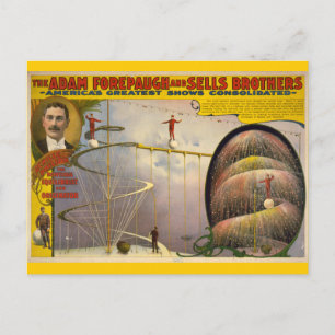 Adam Forepaugh en Sells Brothers Circus Poster Briefkaart