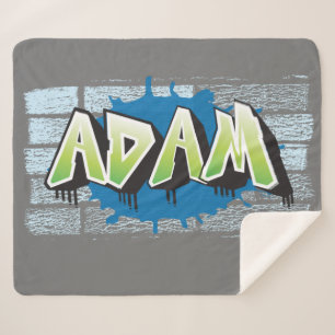Adam Jouw naam Graffiti Brick Wall stilgezet Sherpa Deken