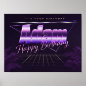 Adam Name Vorname lila retro Poster Geburtstag (Voorkant)