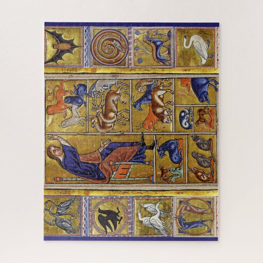 ADAM NAMING DIEREN, MEDIEVAL BESTIARY, DEERS, LION LEGPUZZEL (Verticaal)