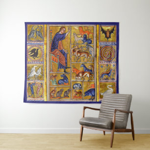 ADAM NAMING DIEREN, MEDIEVAL BESTIARY, DEERS, LION WANDKLEED