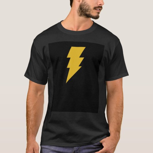 Adam Shazam Black Graphic T-Shirt (Voorkant)