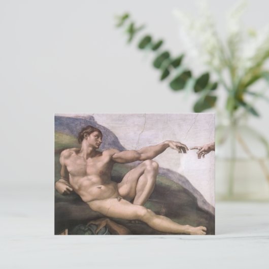 Adam van de schepping van Adam in detail Briefkaart (Staand voorkant)