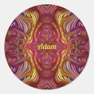 ADAM ~ Veelkleurige Fractal Design ~ Ronde Sticker