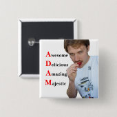 Adam Vierkante Button 5,1 Cm (Voorkant /achterkant)