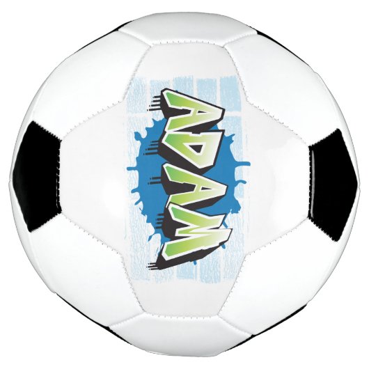 Adam Your Name Graffiti Brick Wall Stylized Voetbal (Gedraaid)