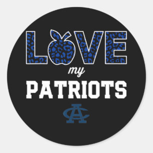 Adams Central Patriots Logo Love My Team HS Ronde Sticker