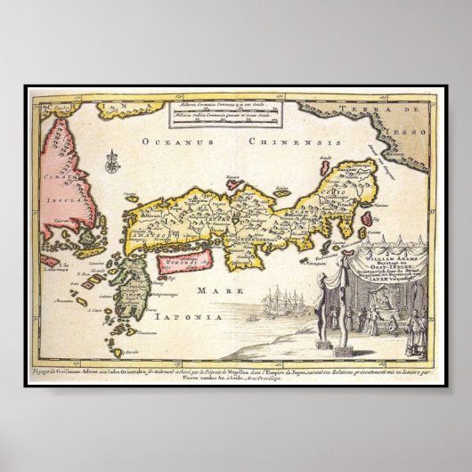 Adams Japan Map 1707 Poster (Voorkant)