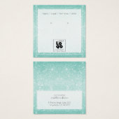 Add A logo Aqua Blue Glitter Earring Display Card (Devant & derrière)
