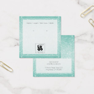 Add A logo Aqua Blue Glitter Earring Display Card