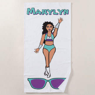 Add A Name  Beach Towel Aqua Purple Strandlaken
