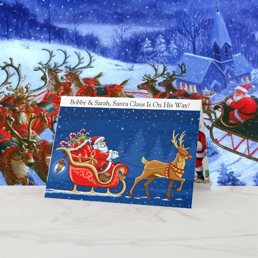 Add Children's Name Santa Claus Christmas Kids Feestdagen Kaart