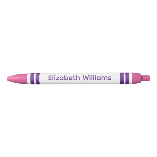 Add custom name stripes pink purple zwarte inkt pen (Voorkant)