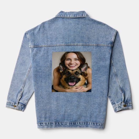 Add German Shepherd Photo Personalize Denim Jacket (Achterkant)