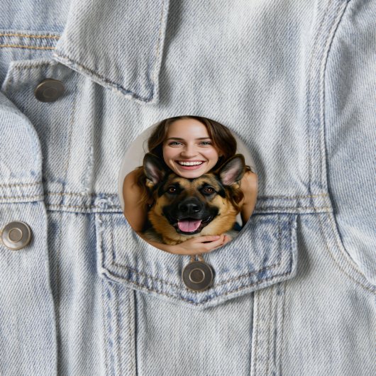 Add German Shepherd Photo Personalize Ronde Button 7,6 Cm (In situ)