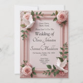 Add Guest Names, Doves and Pink Roses Invitation (Devant)