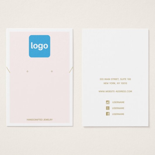 Add Logo Pastel Pink Earring and Necklace Display (Devant & derrière)