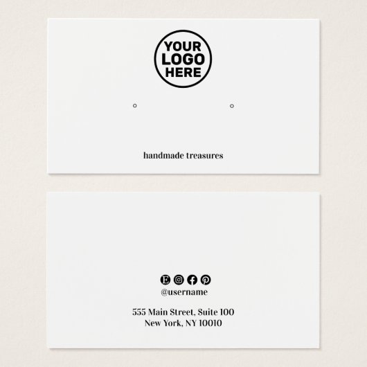 Add Logo Plain White Earring Display (Devant & derrière)