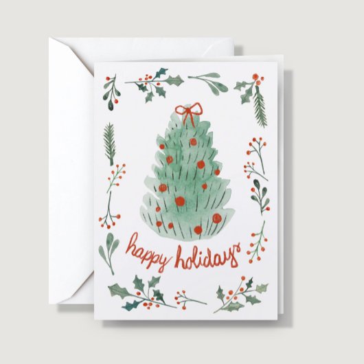 Add Logo Whimsical Hand Painted Christmas Business Feestdagen Kaart