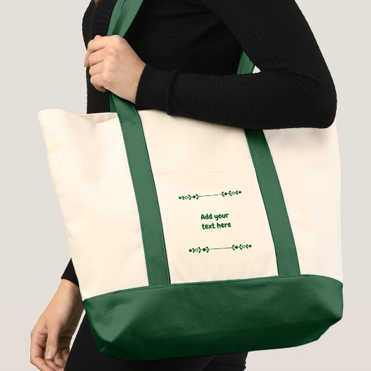 Add name green text tote bag