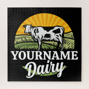 ADD NAME Sunset Dairy Farm Grazing Holstein Cow Legpuzzel