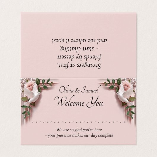 Add Name - Table Place Card - with Messages Kaart (Buitenkant ongevouwen)