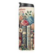 Add Name Vintage Books & Flowers Thermosbeker (Geroteerd rechts)