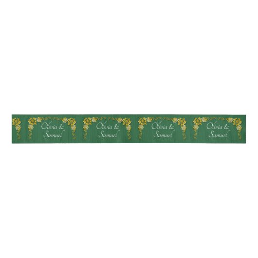 Add Names, 3" Wide Emerald Green & Gold Grosgrain Lint (Voorkant)