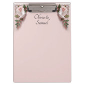 Add Names, Pink Roses & Doves Wedding Klembord (Voorkant)