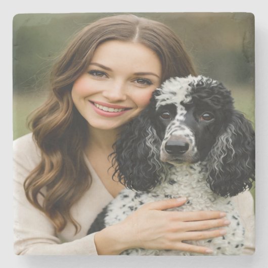 Add Poddle Photo Personalize Customize Stenen Onderzetter (Voorkant)