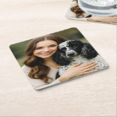 Add Poddle Photo Personalize Customize Vierkante Kartonnen Onderzetter (Schuin)