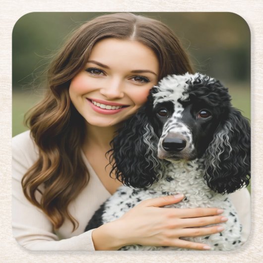 Add Poddle Photo Personalize Customize Vierkante Kartonnen Onderzetter (Voorkant)